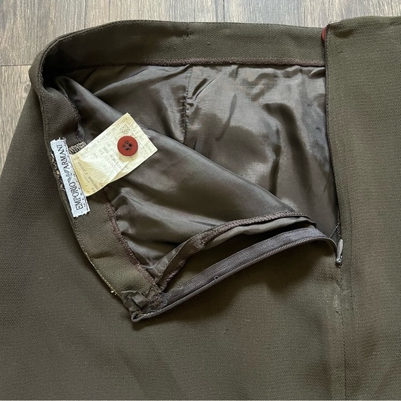 Emporio Armani Vintage Dark Olive Green Knee Length Straight Pencil Skirt Size L - Picture 11 of 13
